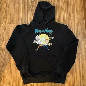 Rick and Morty Adult swim Hoodie Sweatshirt Unisex Juniors Black Size Medium